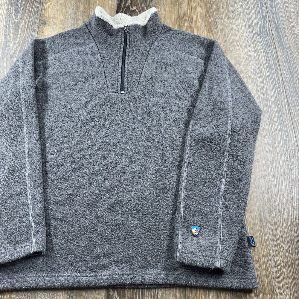 Kuhl Alfpaca Fleece Sweater Mens L Gray Hiking Gorpcore 1/4 Zip Sweatshirt Camp